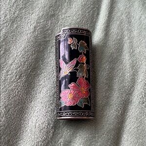 Floral Black Cloisonné Lighter Case